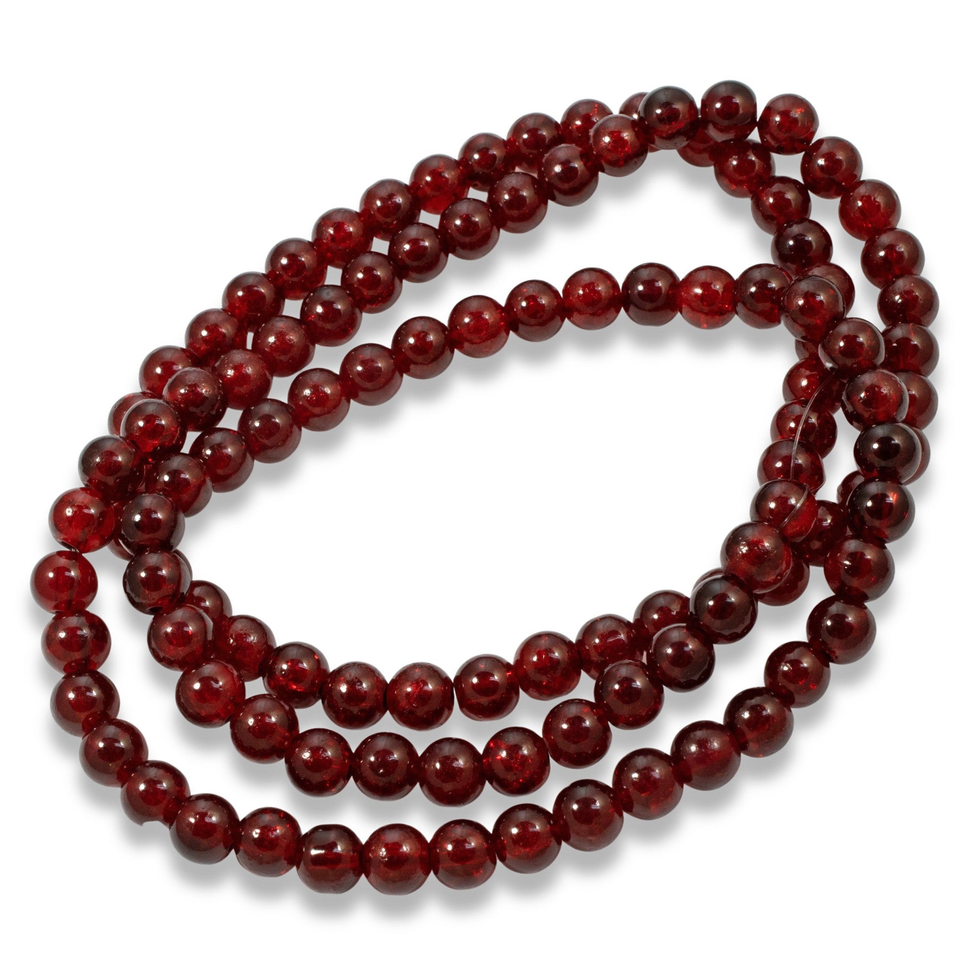 6mm Red & Clear Crackle Glass Beads | Hackberry Creek