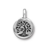 Silver Bird in a Tree Charms, Mindfulness Jewelry Charm 2/Pkg