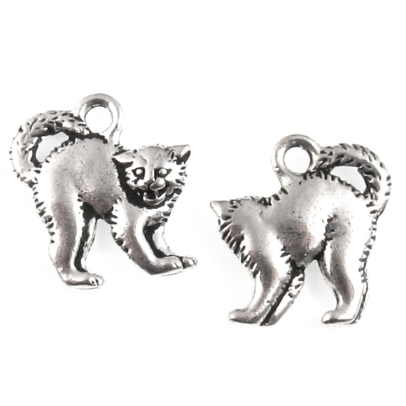 TierraCast Pewter Halloween Charms-ANTIQUE Silver Scary Cat (2)