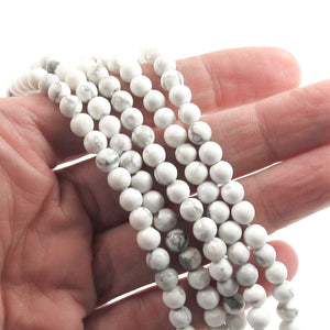 White Howlite Beads in hand