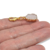 Rose Quartz Clip-on Charm - Pink Stone Purse Charm - Gold Lobster Clasp