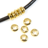 25 Bright Gold 5mm Nugget Spacer Beads + 2mm Hole for Leather, TierraCast