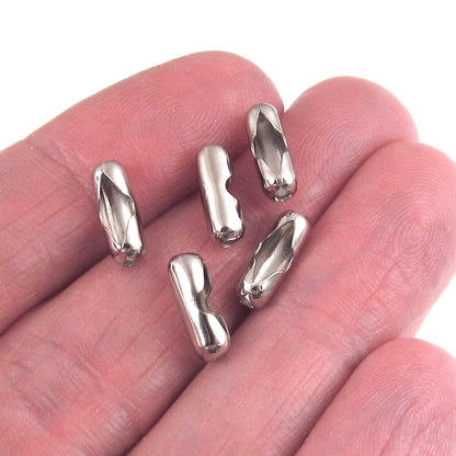 50-Pack Nickel Plated Brass #6 Ball Chain Connectors, Silver Couplings for Fan Pulls and Keychains