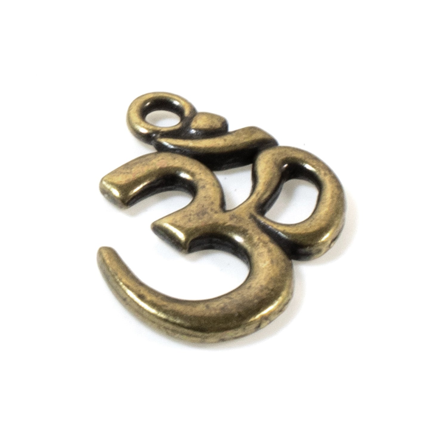 Antique Brass Om Hindu Symbol Pendant, TierraCast Pewter Charm (1)