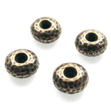 Oxidized Brass Hammered Rondelle Beads