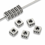 4mm Silver Square Rococo Beads, TierraCast Dotted Spacers 10/Pkg