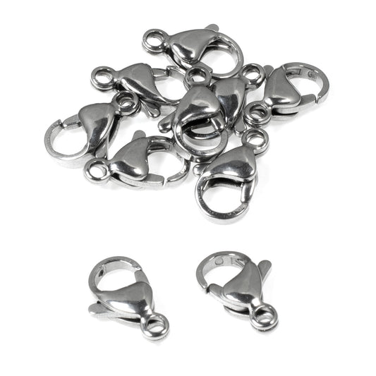 Medium Stainless Steel Jewelry Clasps for Bracelets and Necklaces 8x13mm