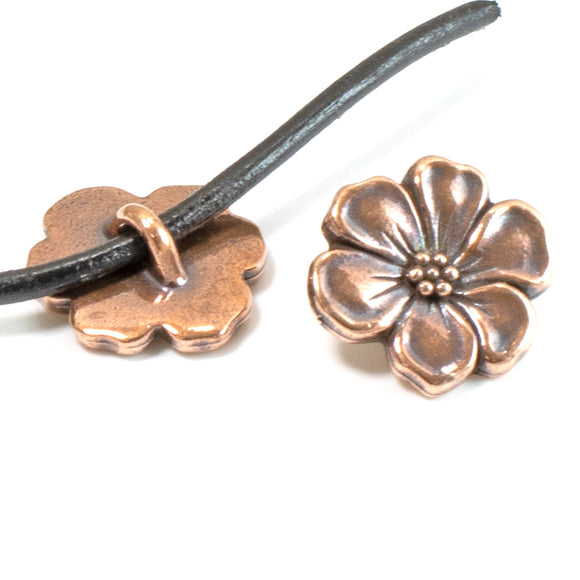 Copper Apple Blossom Buttons, TierraCast Flower Leather Clasp 2/Pkg
