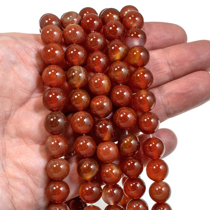 Carnelian Agate 10mm Round Beads, Burnt Orange Gemstone Beads for Jewelry Making