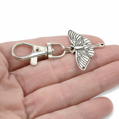 Luna Moth Key Fob, Renewal Symbol Clip-On Accessory, Whimsical Purse Charm, New Beginnings Gift