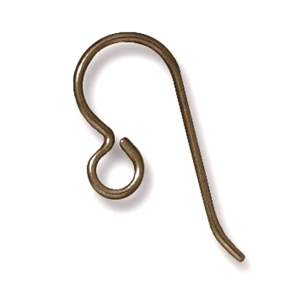 10 Antique Brass Niobium Ear Wires Regular Loop, Hypoallergenic Earring Hooks