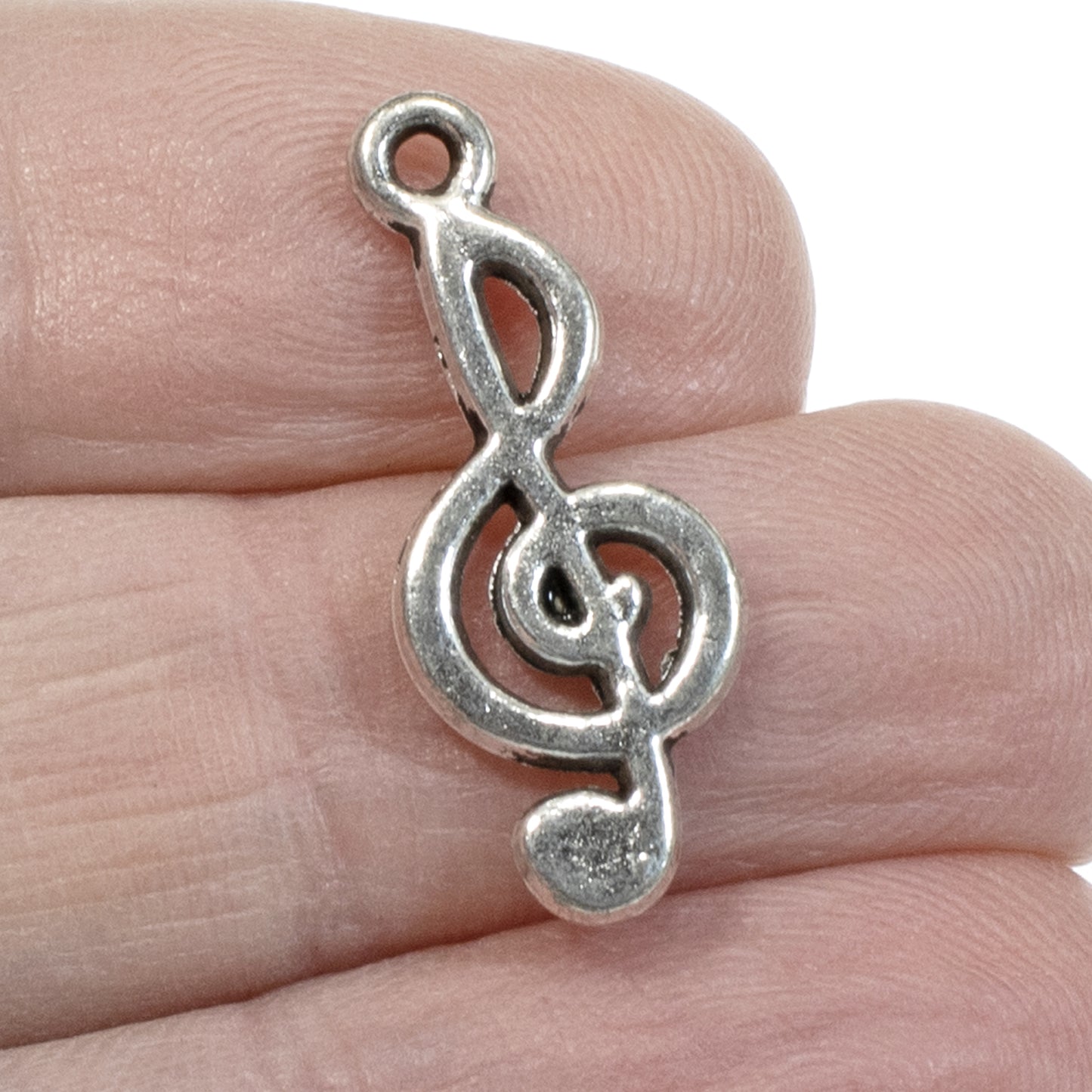 12 Silver Treble Clef Charms, Musical Note Set for DIY Jewelry and Crafts