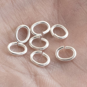 200 Bright Silver Medium Oval Jump Rings, TierraCast 5x6mm