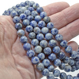 8mm Denim Lapis Round Beads, Blue, Gray Gemstone 47Pcs/Strand