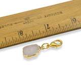 Rose Quartz Clip-on Charm - Pink Stone Purse Charm - Gold Lobster Clasp