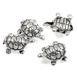 4 Silver Turtle Beads, TierraCast Pewter 3D Metal Animal Beads for DIY Jewelry