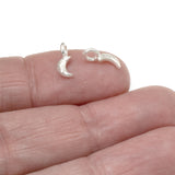 10 Tiny Silver Crescent Moon Charms, TierraCast Dainty Celestial Space Pendants