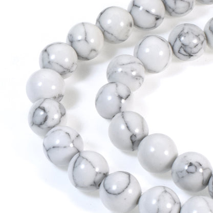 White Howlite 8mm Round Gemstone Beads - Jewelry Making Crafts - 47 Pcs/Strand