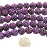 Purple Grape Lava Rock Beads, 10mm Round Volcano Beads, 37 Pieces