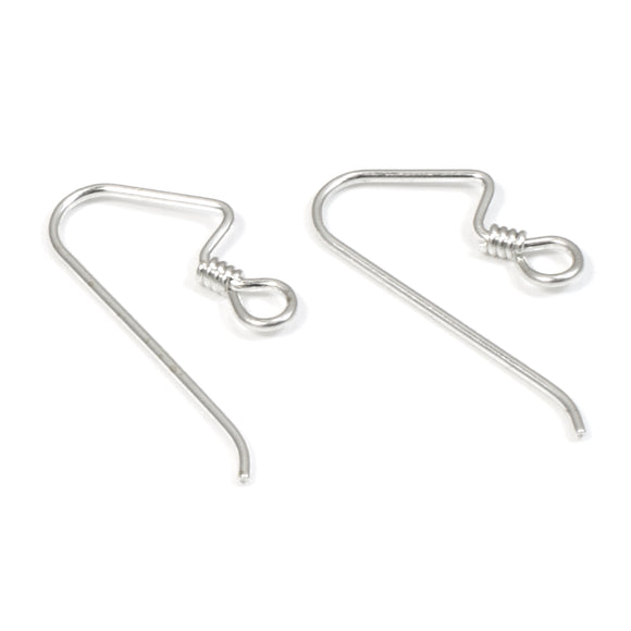 10/Pkg Sterling Silver Angled Ear Wires + Coil Accent, Earring Hooks for Modern DIY Jewelry