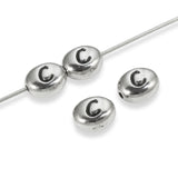 Silver "C" Alphabet Beads, Oval Letter For Personalized Jewelry 4/Pkg
