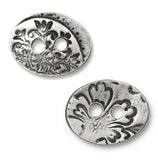 Silver Oval Jardin 2 Hole Buttons for Leather