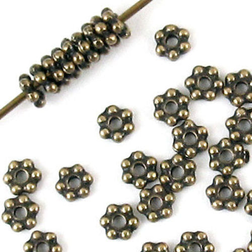 Brass Oxide 3mm Daisy Spacer Beads