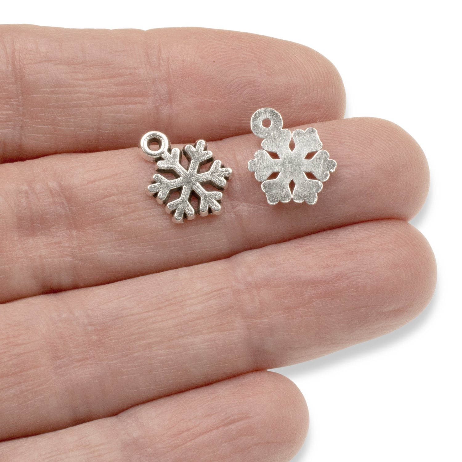 50/Pkg Silver Mini Snowflake Charms | Hackberry Creek
