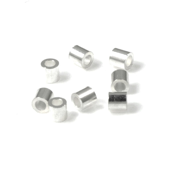Silver Plated Crimp Tube Beads 2x2mm, TierraCast Findings (50 Pieces)
