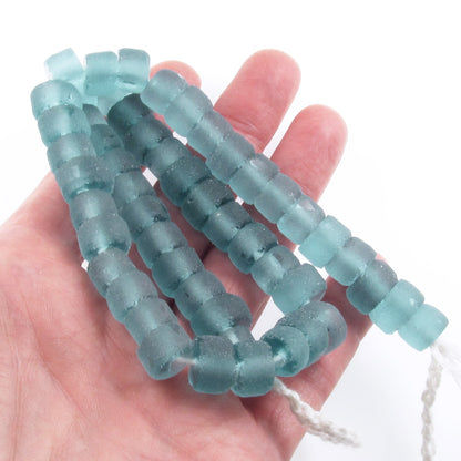 Aqua Blue Green Recycled Glass Beads