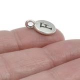 2Pc. Silver "F" Initial Charms, TierraCast Round Small Alphabet Letter