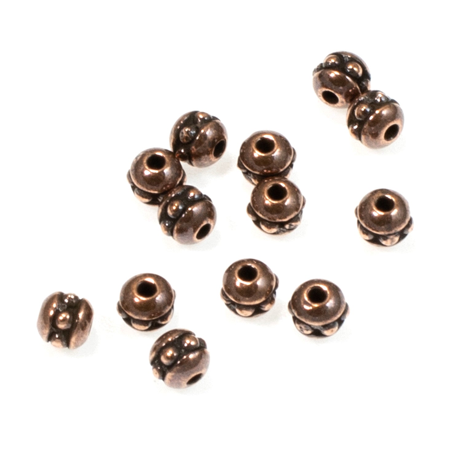 100 Pcs 8x4mm Copper Oval Tiny Beads Small Tube Beads Shiny Copper