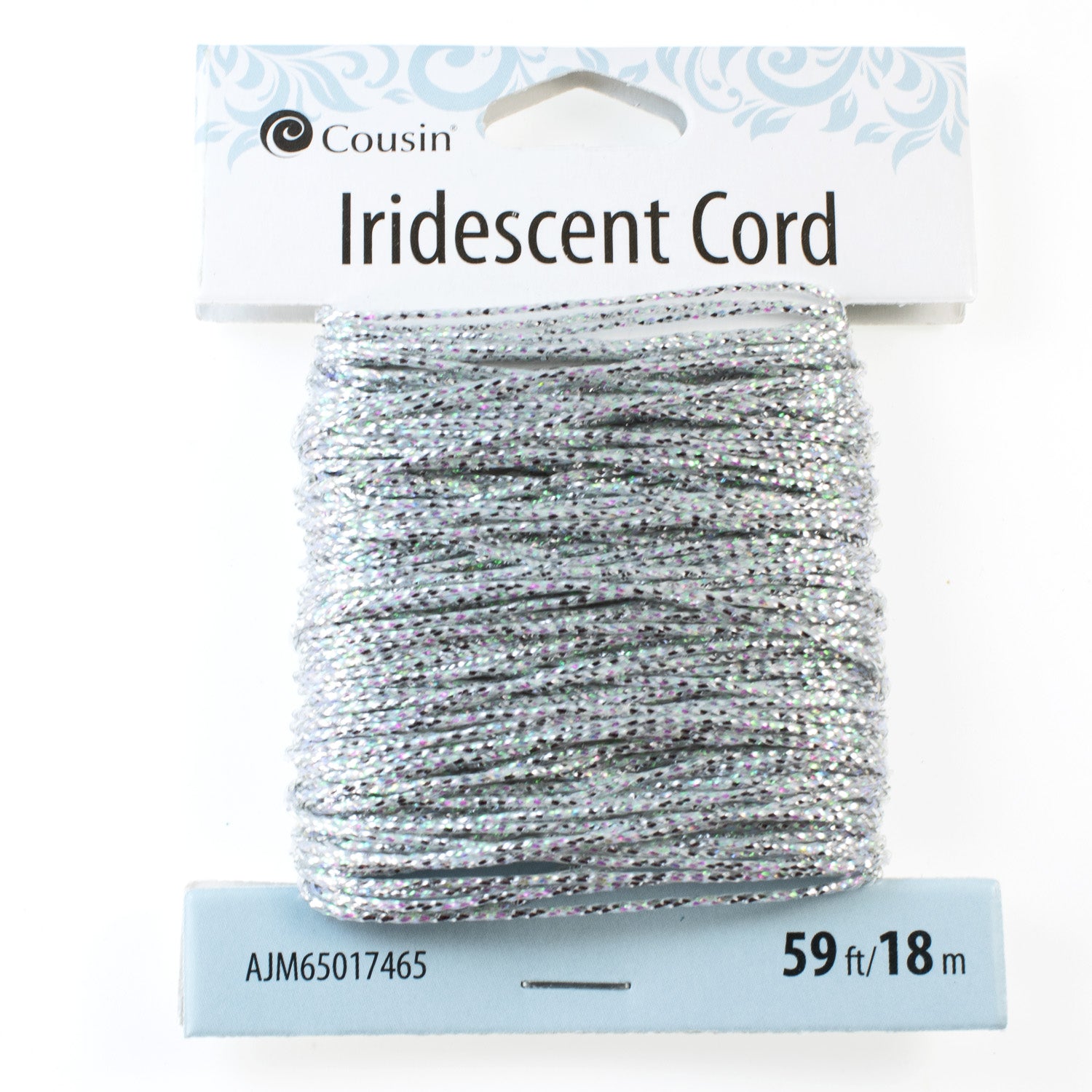 Iridescent Silver Polyester Cord, 1mm Non-Stretch Shimmering String