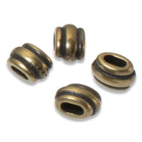 Antique Brass Deco Barrel Slider Beads for Leather Cord, ID 4x2mm 4/Pkg