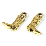 20 Gold Western Boot Charms, TierraCast Cowboy, Shoe, Clothing Pendants