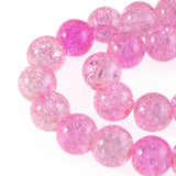10mm Bright Pink Round Glass Crackle Beads 30/Pkg