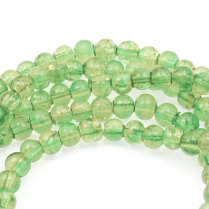 4mm Green & Yellow Crackle Glass Round Beads | Two-Tone Double Color 200/Pkg