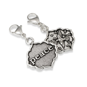 Peace Dove Clip on Charm, Silver Message Bird Pendant & Lobster Clasp