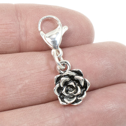 Silver Succulent Clip-on Bag Charm - Plant Lover Gift - Zipper/Planner Accessory