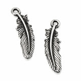 4 Silver Small Feather Charms, TierraCast Feather Pendants for Jewelry Making