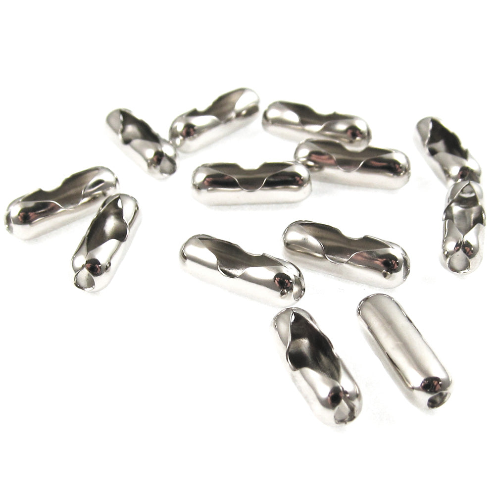 50-Pack Nickel Plated Brass #6 Ball Chain Connectors, Silver Couplings for Fan Pulls and Keychains