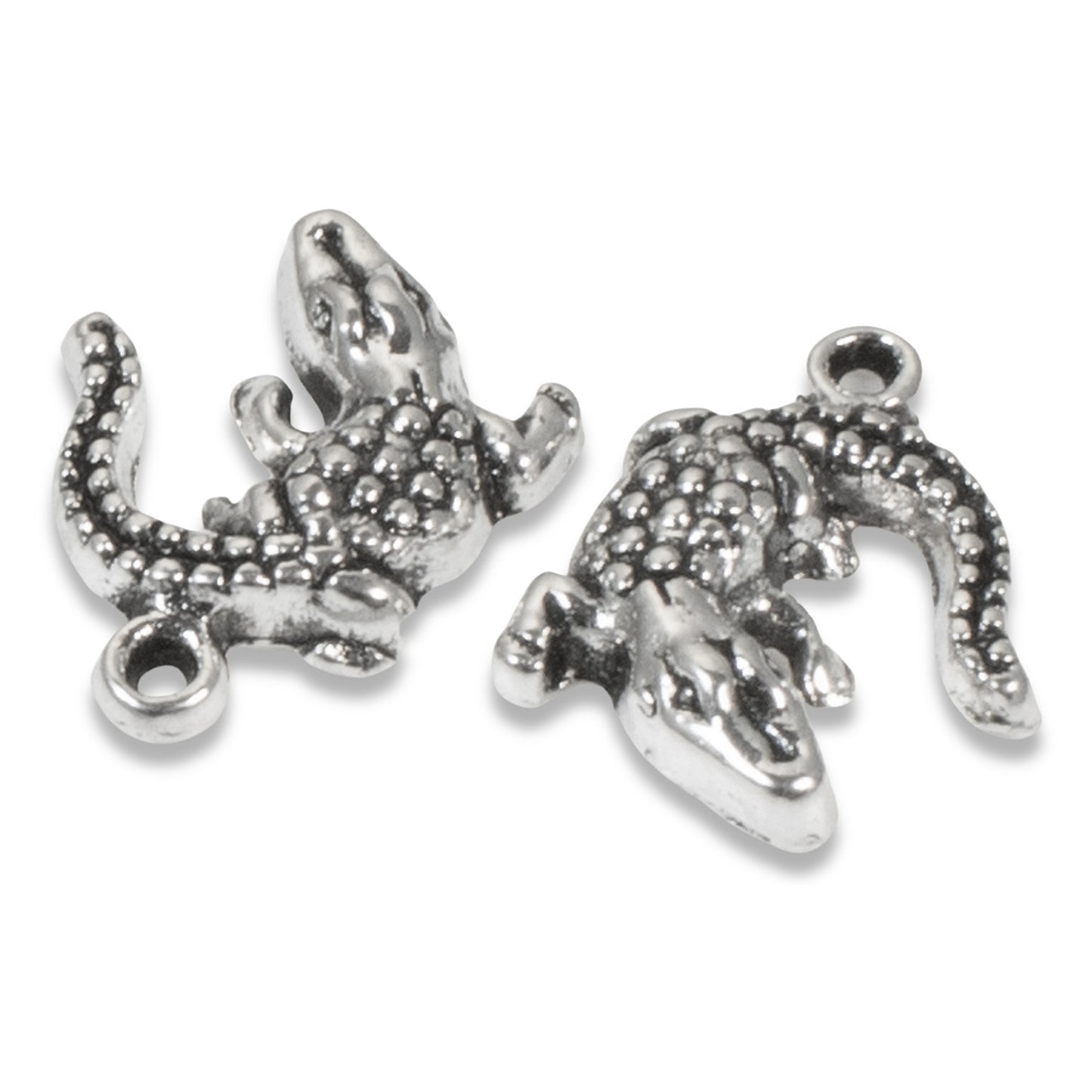 20 Silver Alligator Charms, Southern-Style Gator DIY Jewelry, Wildlife Crafts