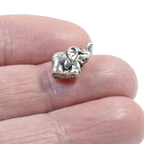 10 Silver Elephant Beads, Detailed Metal Animals for Handmade Jewelry and Crafts