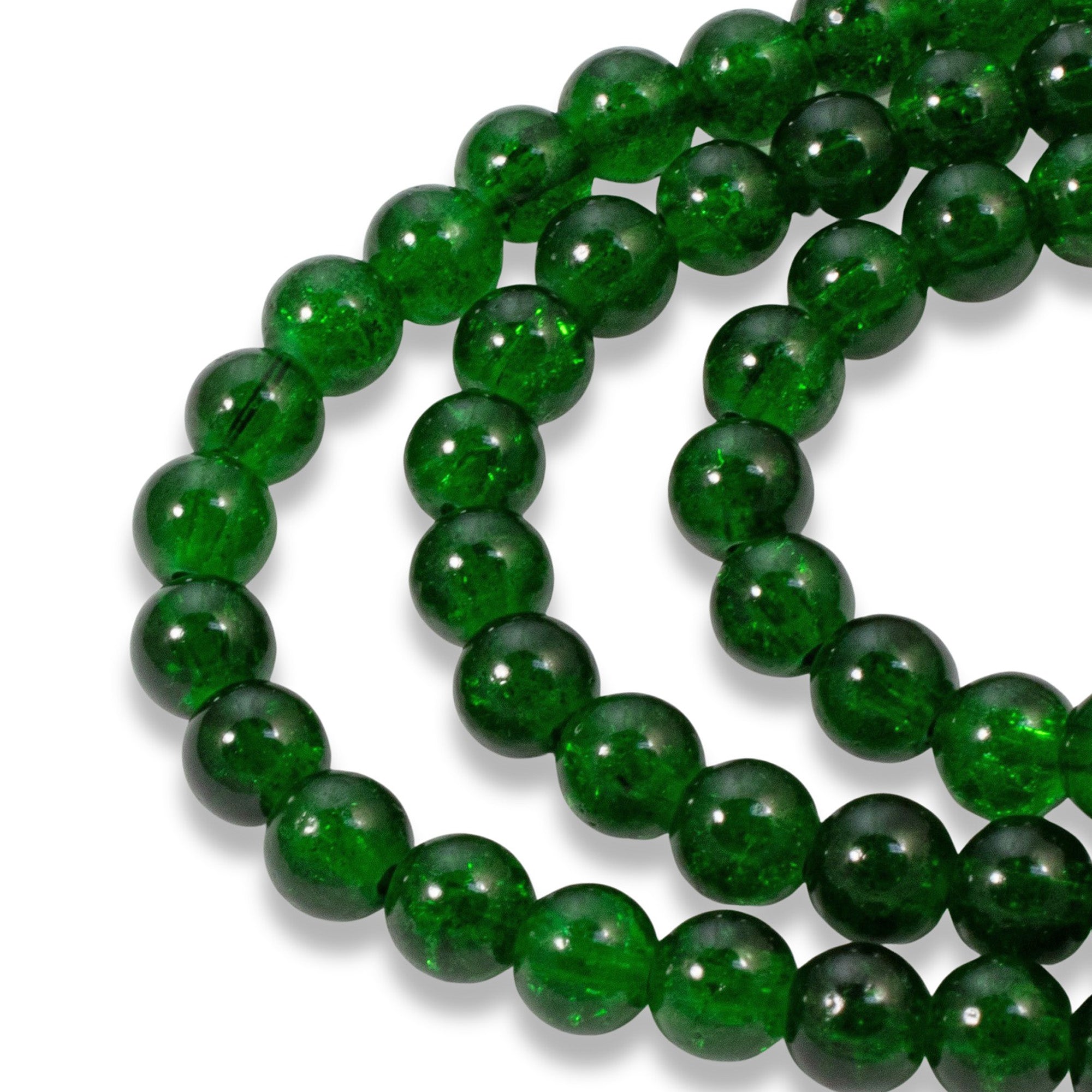6mm Emerald Green Crackle Glass Beads | Hackberry Creek
