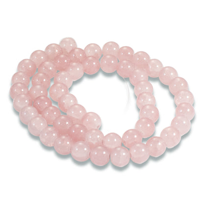 50-Pack Mauve Pink Glass Beads, Round 8mm Glass Beads with Inner Cracks