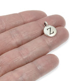 2Pc. Silver "Z" Initial Charms, TierraCast Round Small Alphabet Letter