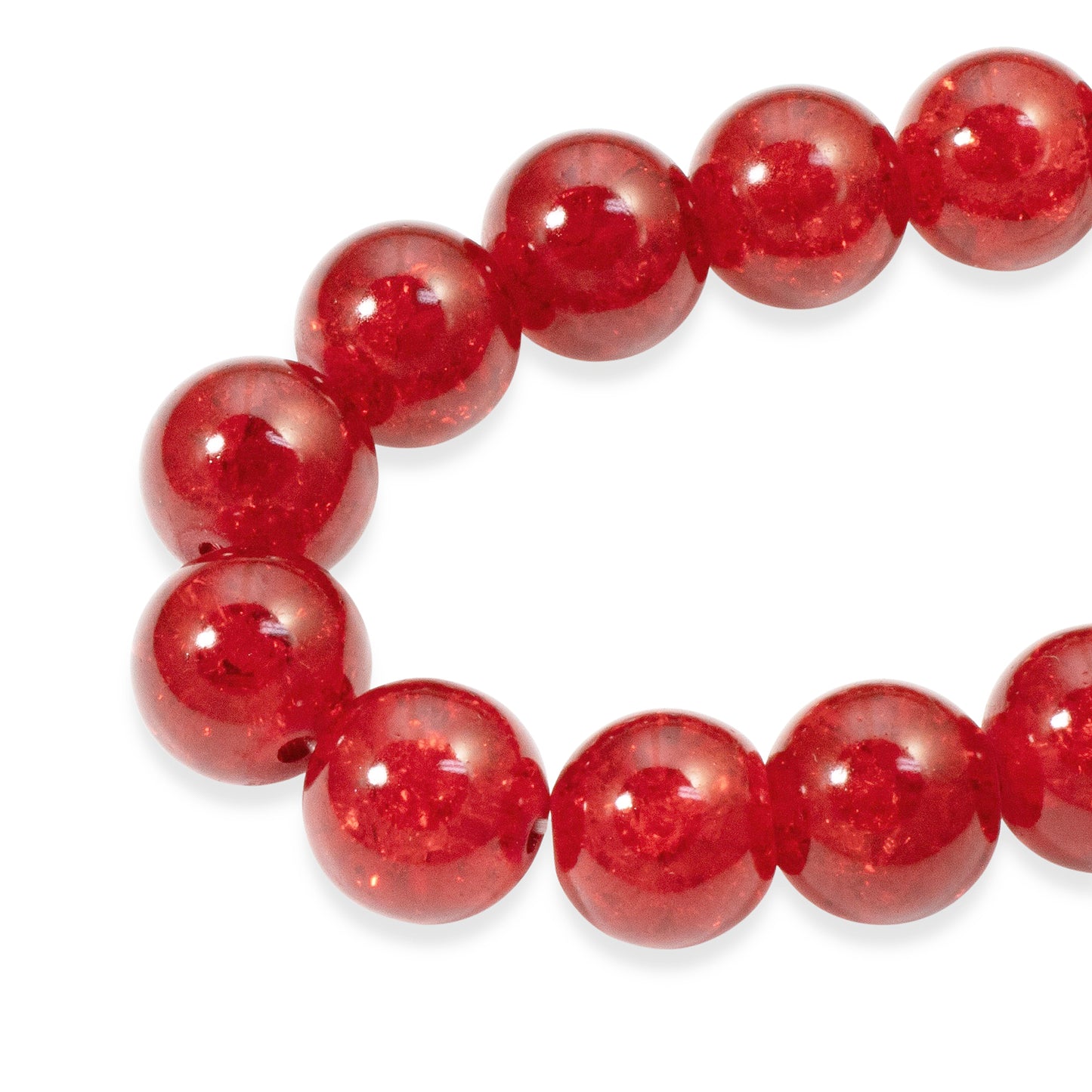 20 Festive 12mm Red Crackle Glass Beads for Holiday Jewelry and Crafts