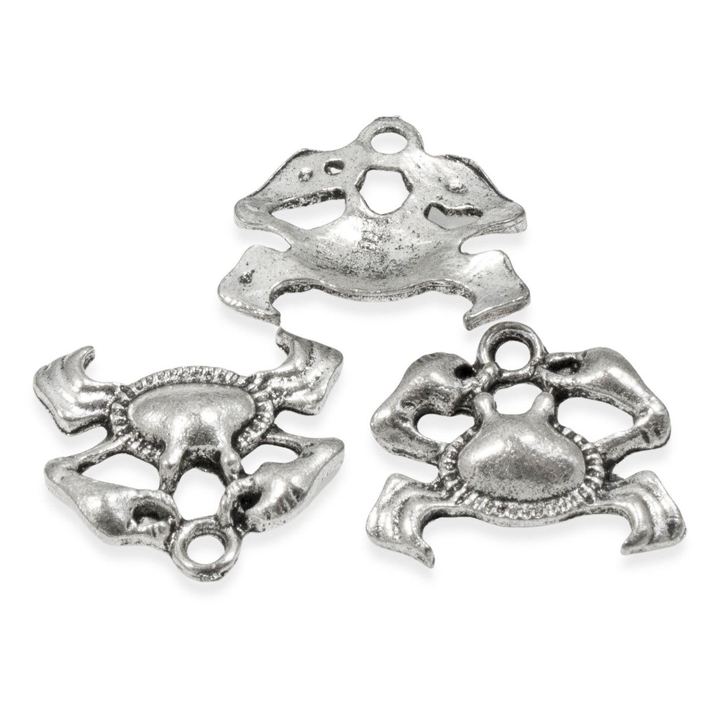 15 Silver Crab Charms for Jewelry Making - Cute Crabs for Beach-Themed Crafts