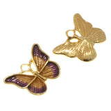4 Butterfly Charms, Gold and Purple Butterfly Pendants, Enamel Insect Charms