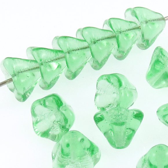 Mint Green Czech Glass Bell Flower Beads 6x8mm (25 Pieces)